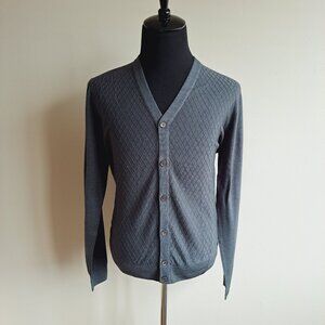 NEW Lorenzoni Italian Extra Fine Merino Wool Green Cardigan Size 54/ XL